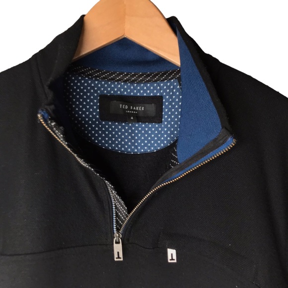 Ted Baker London Slim Fit 1/4 Zip Black Pullover Sweater Men's Large - Picture 4 of 13